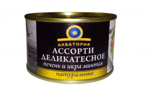 Ассорти деликатесное печень и икра минтая натуральные (230 г)